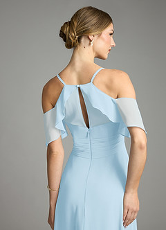 Azazie Dakota Bridesmaid Dresses Sky Blue A-Line V-Neck Pleated Chiffon Dress image6