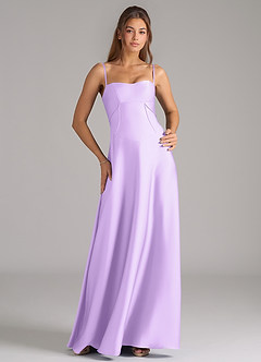 Azazie Valentine Bridesmaid Dresses Lilac A-Line Corset Stretch Satin Dress image1