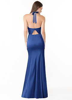 Azazie Emeria Bridesmaid Dresses Royal Blue Mermaid Pleated Stretch Satin Dress image2