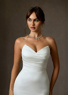 Azazie Lanelle Wedding Dresses Diamond White Mermaid Crepe Back Satin Dress image5