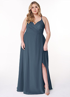 Azazie Davis Bridesmaid Dresses Neptune A-Line V-Neck Chiffon Dress image7