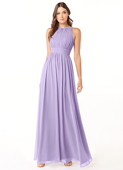 Azazie Luz Bridesmaid Dresses Lilac A-Line Lace Chiffon Dress image3