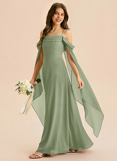 Azazie Moana Junior A-Linie Plissee Chiffon Kleid Pistazie image1