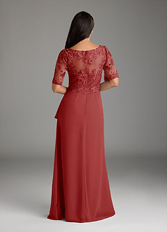 Azazie Amedeus Mother of the Bride Dresses Rust A-Line V-Neck Lace Chiffon Dress image4