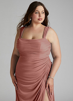 Azazie Jesaphine Bridesmaid Dresses Cedar Rose Sheath Ruched Mesh Dress image11