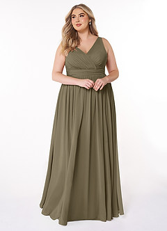 Azazie Kora Bridesmaid Dresses Willow Green A-Line Pleated Chiffon Dress image10