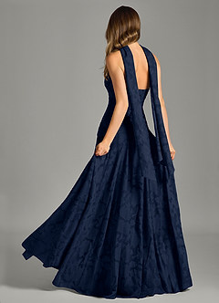 Azazie Gabriela Bridesmaid Dresses Dark Navy A-Line Strapless Floral Burnout Dress image2