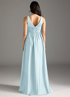 Azazie Yetta Maternity Bridesmaid Dresses A-Line Pleated Stretch Satin Floor-Length Dress image7