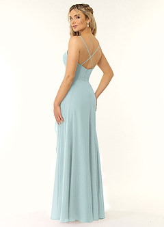 Azazie Naeem Bridesmaid Dresses Mist A-Line V-Neck Ruffle Chiffon Dress image4