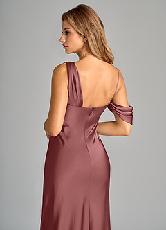 Azazie Celina Robes de demoiselle d'honneur Robe Fourreau en Satin extensible Épaule décolletée Améthyste image8