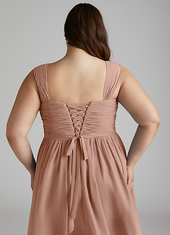 Azazie Angie Robes de demoiselle d'honneur Robe Trapèze en Mousseline de soie Corset Champagne Rosé image15