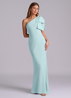 Azazie Yuanna Bridesmaid Dresses Sea Glass Mermaid One Shoulder Chiffon Dress image3