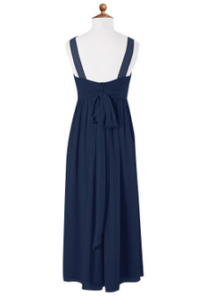 Azazie Kora Junior Dark Navy A-Line Pleated Chiffon Dress image6