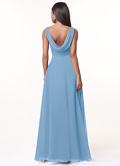 Azazie Karina Bridesmaid Dresses Powder Blue A-Line Pleated Chiffon Dress image2