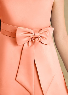 Azazie Eve Abiti da Ragazza di Fiori Abito A-Line in Raso Opaco Plissettato Tramonto image6