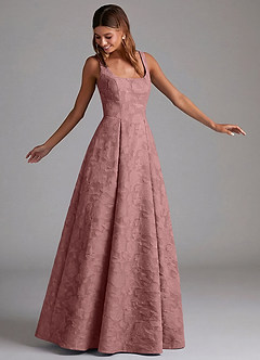 Azazie Amalie Brudtärnklänningar Klä av A-Linje i Blommig Utbrändhet Plisserad Dammig Ros image4