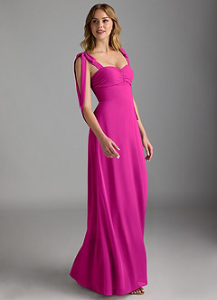Azazie Lizet Bridesmaid Dresses Fuchsia A-Line Sweetheart Neckline Chiffon Dress image3