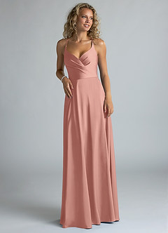 Azazie Davis Bridesmaid Dresses Rosette A-Line Pleated Stretch Satin Dress image4