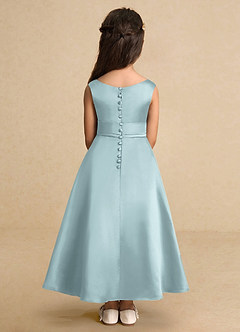 Azazie Lindy Final Sale Mist A-Line Pleated Matte Satin Dress image7