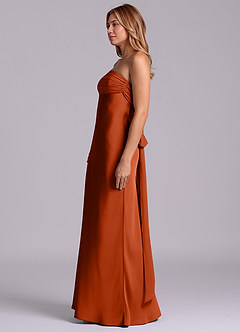 Azazie Ailanie Brudtärnklänningar Klä av Tubklänning i Stretch Satin Axelbandslös Paprika image6