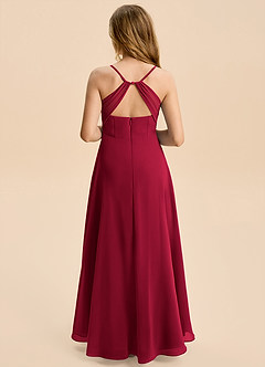 Azazie Gia Junior Burgundy A-Line Pleated Chiffon Dress image2