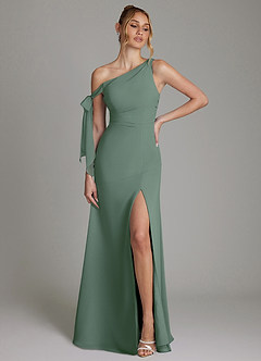 Azazie Aylin 신부 들러리 드레스 쉬스 오프 더 숄더 쉬폰 바닥 길이 드레스 image1