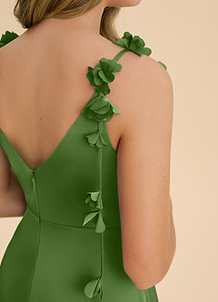 Azazie Gumdrop Junior Basil Empire Pleated Stretch Satin Dress image6