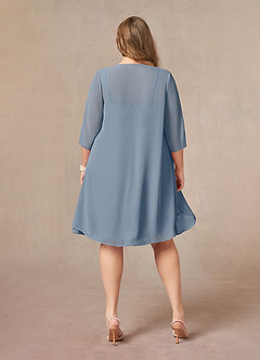 Azazie Olivia Mère de la mariée Robes Robe Trapèze en Mousseline de soie Encolure carrée plissée Violet Crépusculaire image8