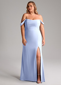 Azazie Saige Bridesmaid Dresses Ice A-Line Off the Shoulder Chiffon Convertible Dress image10