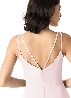 Azazie Janine Bridesmaid Dresses Blushing Pink A-Line V-Neck Chiffon Dress image5