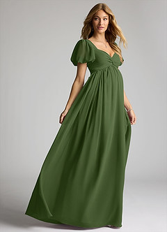 Azazie Madisynn Maternity Bridesmaid Dresses Bow Chiffon Floor-Length Dress image4