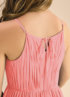 Azazie Elliora Junior Coral A-Line Pleated Chiffon Dress image7