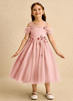 Azazie Juni Robe Demoiselle D'honneur Fillette Robe Princesse en Tulle Plissée Rosette image4