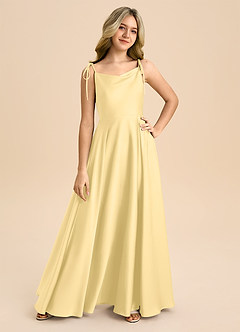 Azazie Popsy Junior Robe Trapèze en Satin extensible Arc Beurre image8