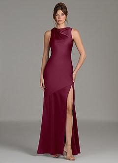 Azazie Kiara Robes de demoiselle d'honneur Robe Sirène en Satin extensible Plissée Mûre image4