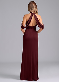 Azazie Bonny Vestidos de damas de honor Vestido de Cabernet de Satén Elástico de Corte Sirena con Vestidos sin tirantes image2