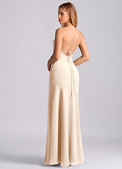 Azazie Grata 신부 들러리 드레스 인어 주름진 쉬폰 바닥 길이 드레스 image2