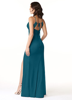 Azazie Reneya Bridesmaid Dresses Ink Blue Mermaid Bow Mesh Dress image4