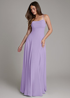 Azazie Irelia Robes de demoiselle d'honneur Robe Trapèze en Mousseline de soie Encolure en Forme de Cœur Lilas image1