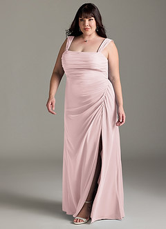 Azazie Jesaphine Bridesmaid Dresses Blushing Pink Sheath Bow Chiffon Dress image12