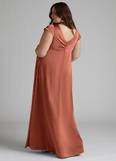 Azazie Allessia Maternity Bridesmaid Dresses A-Line Pleated Stretch Satin Floor-Length Dress image8