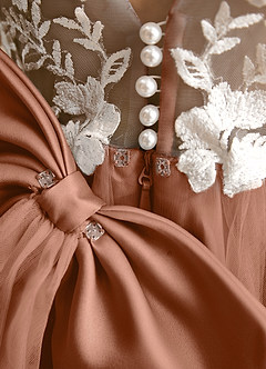 Azazie Mixie Robe Demoiselle D'honneur Fillette Robe Princesse en Dentelle Bronze image8