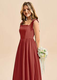 Azazie Delia Junior Abito A-Line in Chiffon Fiocco Terracotta image7