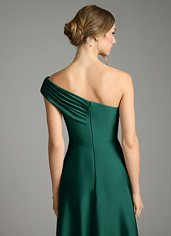 Azazie Melanie Suknie dla druhen Linia A Zza ramienia Satyna elastyczna Do ziemi Sukienka image2