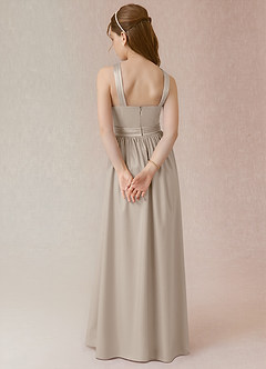 Azazie Jiya Junior Frost A-Line Pleated Stretch Satin Dress image2