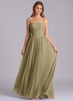 Azazie Mina Bridesmaid Dresses Moss Green A-Line Pleated Chiffon Dress image4