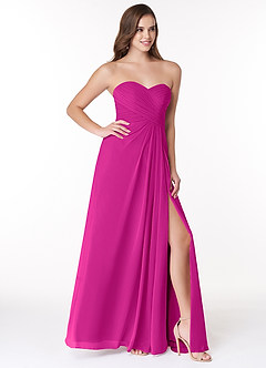 Azazie Arabella Allure Bridesmaid Dresses Fuchsia A-Line Sweetheart Neckline Chiffon Convertible Dress image5