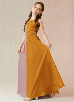 Azazie Bibiane Junior Butterscotch A-Line Pleated Chiffon Dress image5