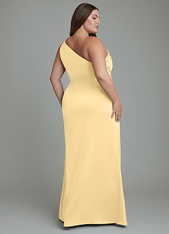 Azazie Akilah Brudtärnklänningar Klänning av Sjöjungfru i Stretch Satin One-shoulder Smör image9