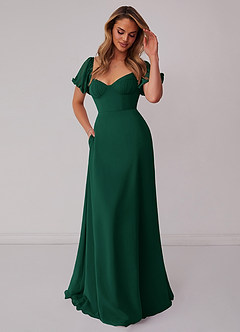 Barbie ♥ Azazie Bridesmaid Dresses Emerald A-Line Pleated Chiffon Dress image5